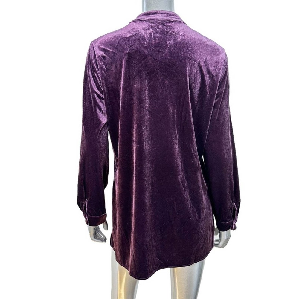 Appleseed Purple Velvet Ruffle Front Top M - Picture 2 of 7